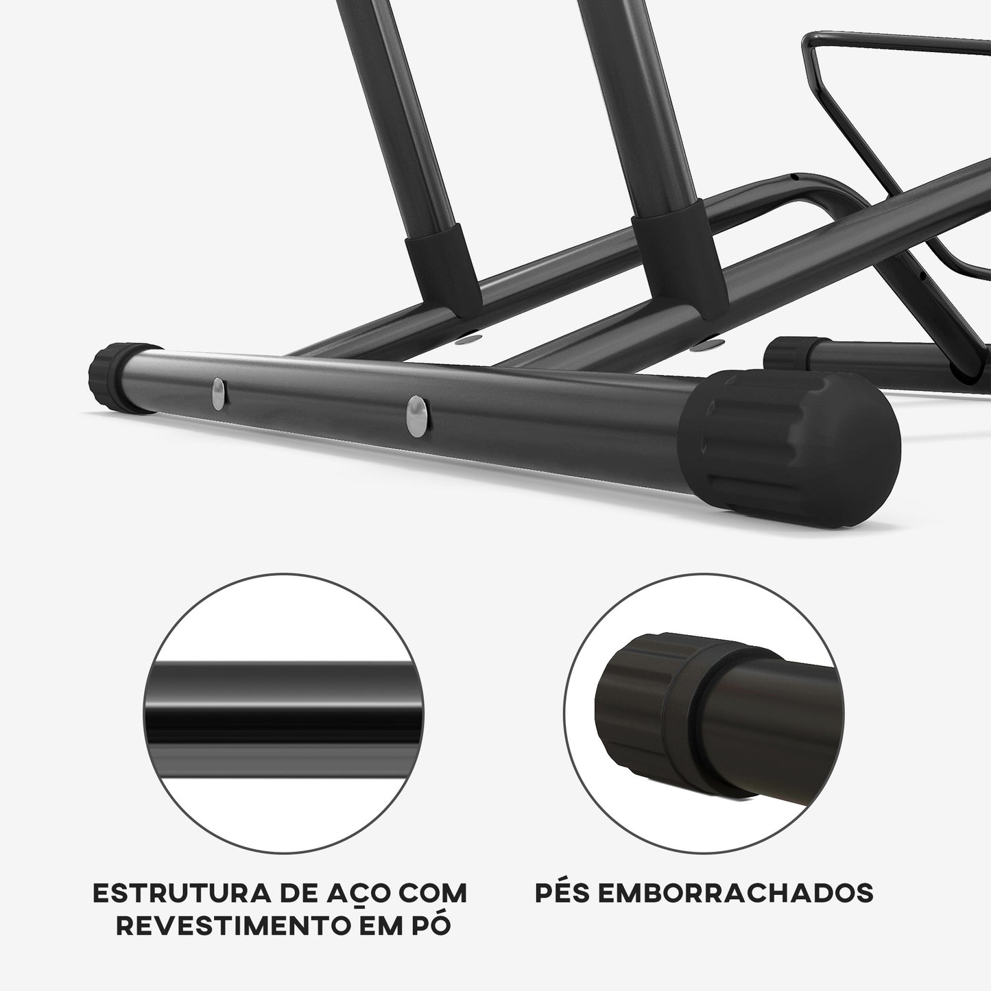 SPORTNOW Estacionamento para Bicicletas Suporte para Bicicletas de Aço Estacionamento de Bicicletas de Chão Portátil para Interior e Exterior 59x41x38 cm Preto