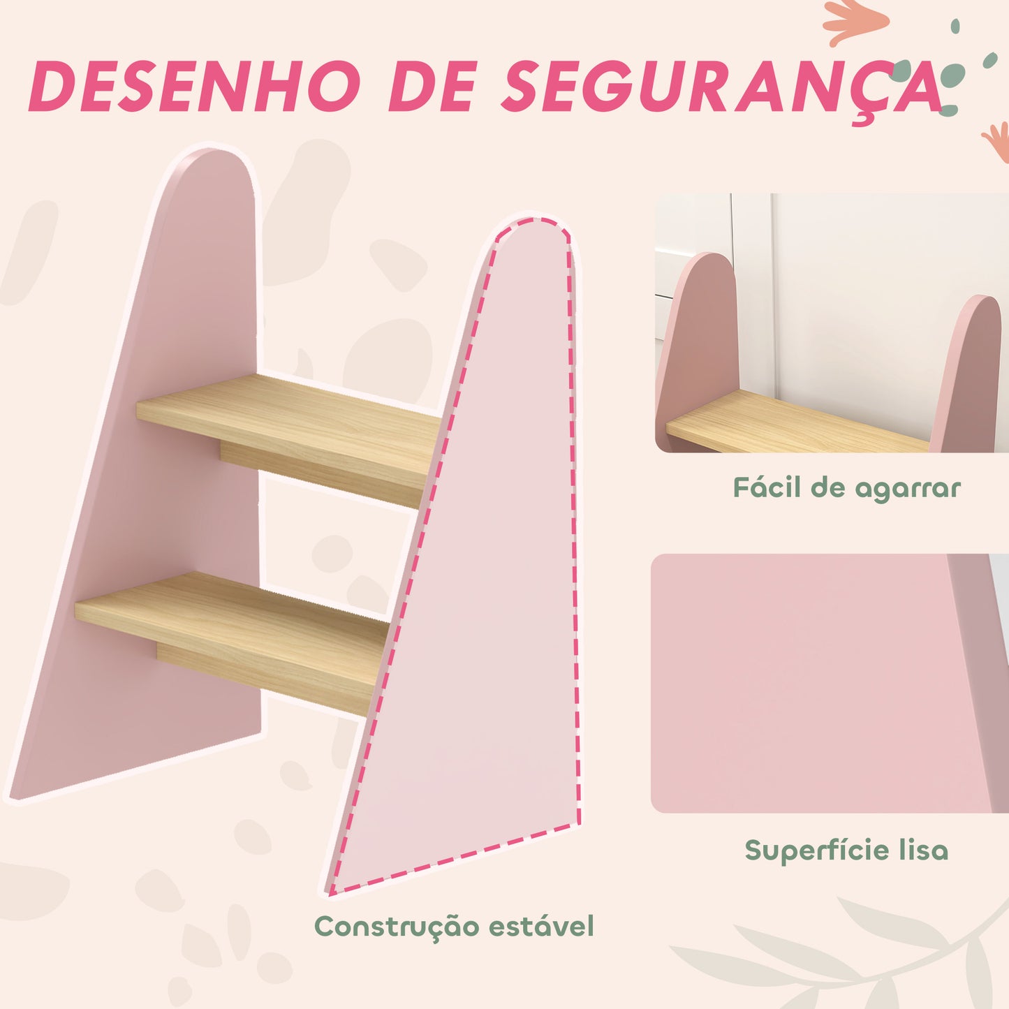 AIYAPLAY Banco para Crianças de 2 Degraus Torre de Aprendizagem Escada para Crianças acima de 3 Anos para Casa de Banho Cozinha Estante Dormitório 43x30x55 cm Rosa