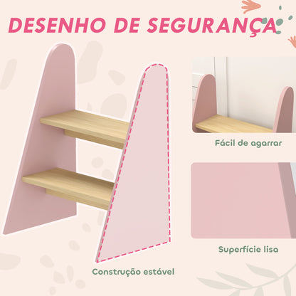 AIYAPLAY Banco para Crianças de 2 Degraus Torre de Aprendizagem Escada para Crianças acima de 3 Anos para Casa de Banho Cozinha Estante Dormitório 43x30x55 cm Rosa