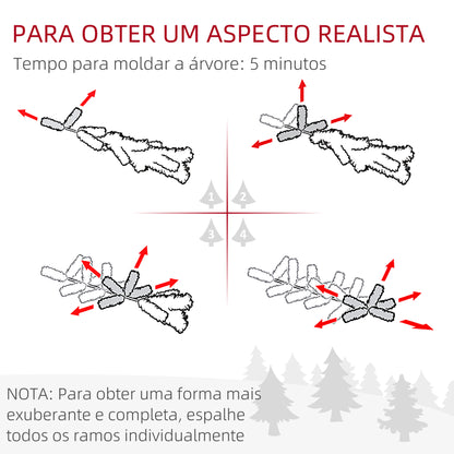 HOMCOM Árvore de Natal 90 cm Árvore de Natal Artificial Nevado com 50 Luzes LED 133 Ramos 14 Pinhas e Suporte de Metal Árvore Natalícia para Sala Interior Verde