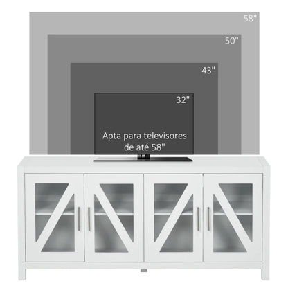 Móvel de TV Larm com 4 Portas de Vidro Temperado - Design Escandinavo