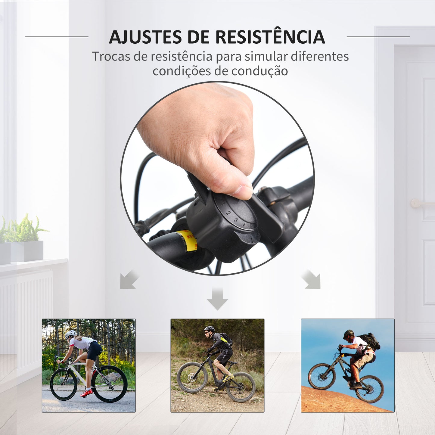 HomCom Rolo de treinamento 5 níveis de resistência de Aço Bicicleta Interior 54,5x47,2x39,1 cm Prata