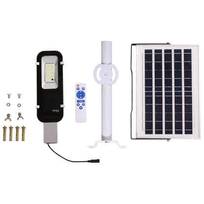 Outsunny Candeeiro Solar de Exterior com 54 LED Candeeiro de Parede de Alumínio IP65 Impermeável com Iluminação Branco Frio e Controlo Remoto para Jardim Pátio 68x37x16 cm Prata