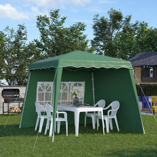 Tenda Dobrável com 2 Paredes Laterais e Altura Ajustável - 2x2m - Verde