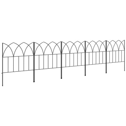 Outsunny Cercas de Jardim 205x45,5 cm Conjunto de 5 Cercas Decorativas para Jardim de Metal Combinação Livre Barreira para Animais para Terraço Pátio Relva Preto