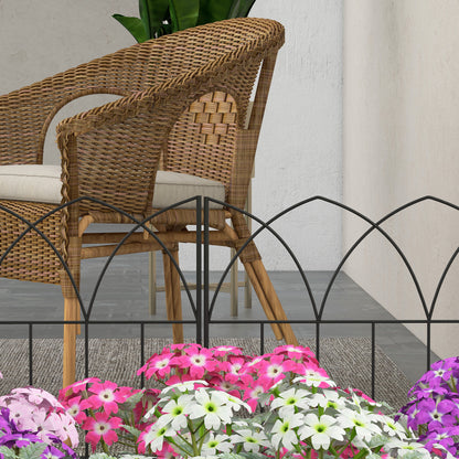 Outsunny Cercas de Jardim 205x45,5 cm Conjunto de 5 Cercas Decorativas para Jardim de Metal Combinação Livre Barreira para Animais para Terraço Pátio Relva Preto