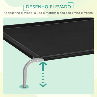 PawHut Cama Elevada para Cães e Gatos Cama Transpirável para Animais de Estimação para Dormir e Relaxar com Estrutura de Aço para Interior e Exterior 130x90x20 cm Preto