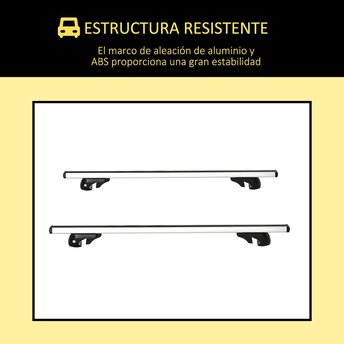 HOMCOM Barras de Tejadilho Universal para Carros Carris de Tejadilho com 135cm Trilho de Alumínio e Chave Carga 75kg Prata