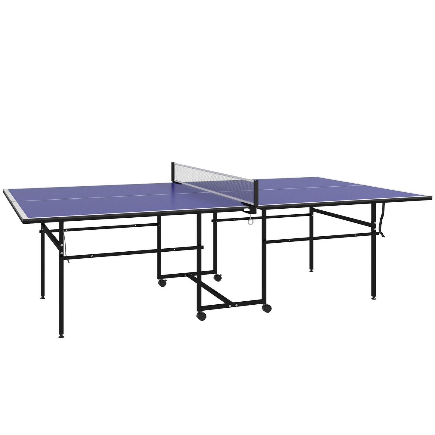 Mesa de Ping Pong Dobrável Mesa de Ping Pong Profissional com 4 Rodas Rede 2 Raquetes e 3 Bolas para Interior e Exterior 274x152,5x75,5 cm Azul