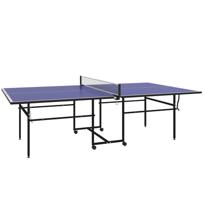 Mesa de Ping Pong Dobrável Mesa de Ping Pong Profissional com 4 Rodas Rede 2 Raquetes e 3 Bolas para Interior e Exterior 274x152,5x75,5 cm Azul