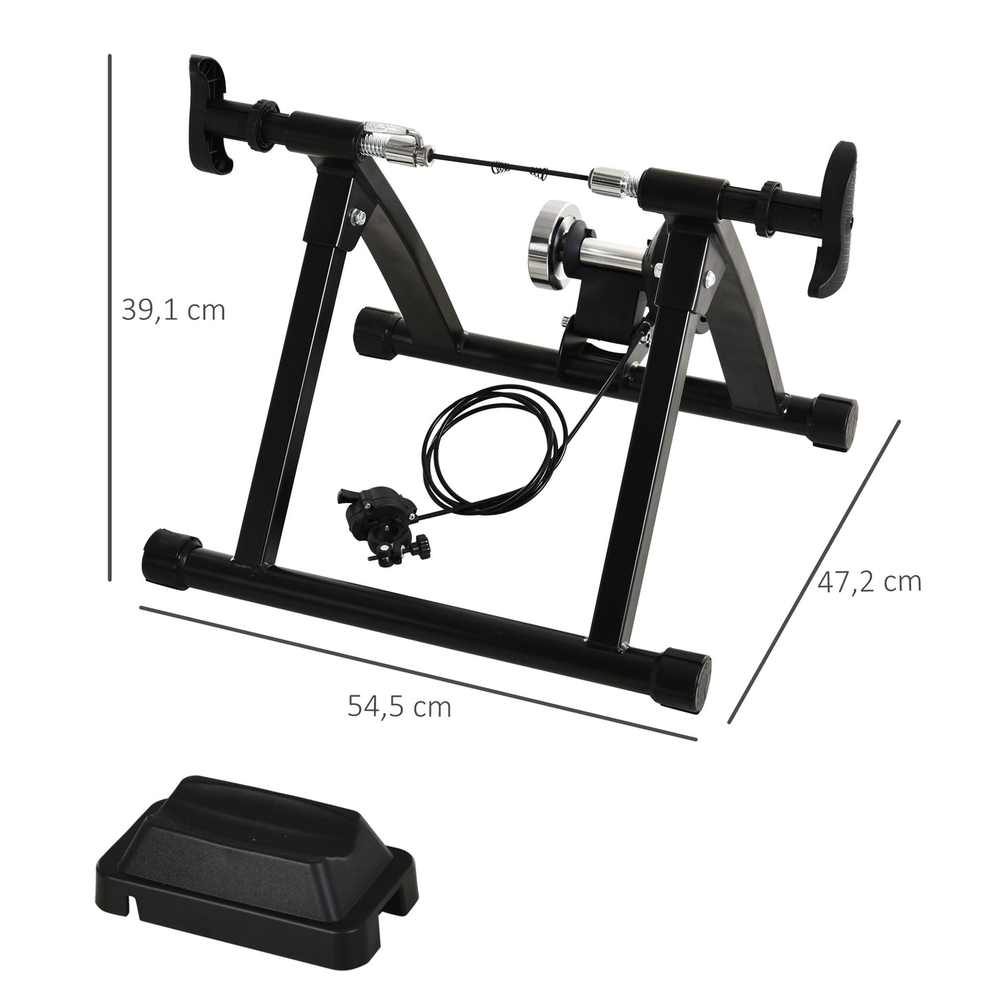 HomCom Rolo de treinamento de 5 níveis de resistência de Aço Bicicleta Interior 54,5x47,2x39,1 cm Preto