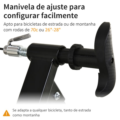 HomCom Rolo de treinamento de 5 níveis de resistência de Aço Bicicleta Interior 54,5x47,2x39,1 cm Preto