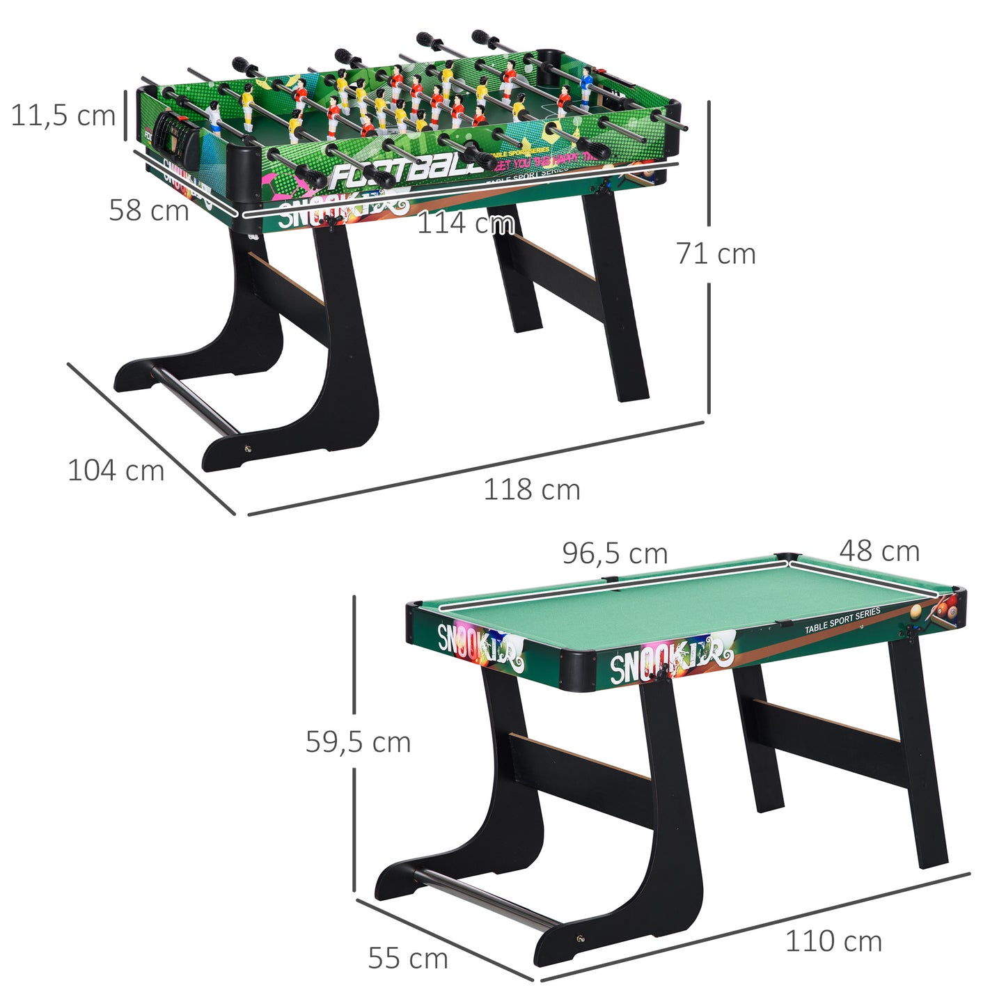 HOMCOM Mesa Multi Jogos para Crianças acima de 7 Anos Mesa de Jogos 6 em 1 Dobrável Bilhar Matraquilho Ping Pong Lançamento de Anéis Hóquei no Gelo e Air Hóquei 118x104x71cm Multicor