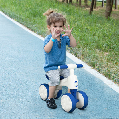 AIYAPLAY Bicicleta sem Pedais para Crianças de 18-36 Meses Carga 30 kg Bicicleta de Equilíbrio com Guiador Antiderrapante e 4 Rodas de Ø17 cm para Meninos e Meninas 56x30x42 cm Azul