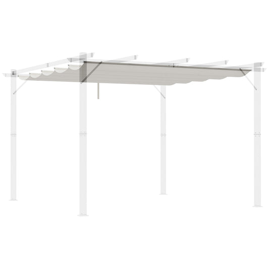 Outsunny Cobertura para Pérgola 2,5x2,55cm Teto de Substituição Retrátil para Pérgola com 10 Orifícios de Drenagem Creme