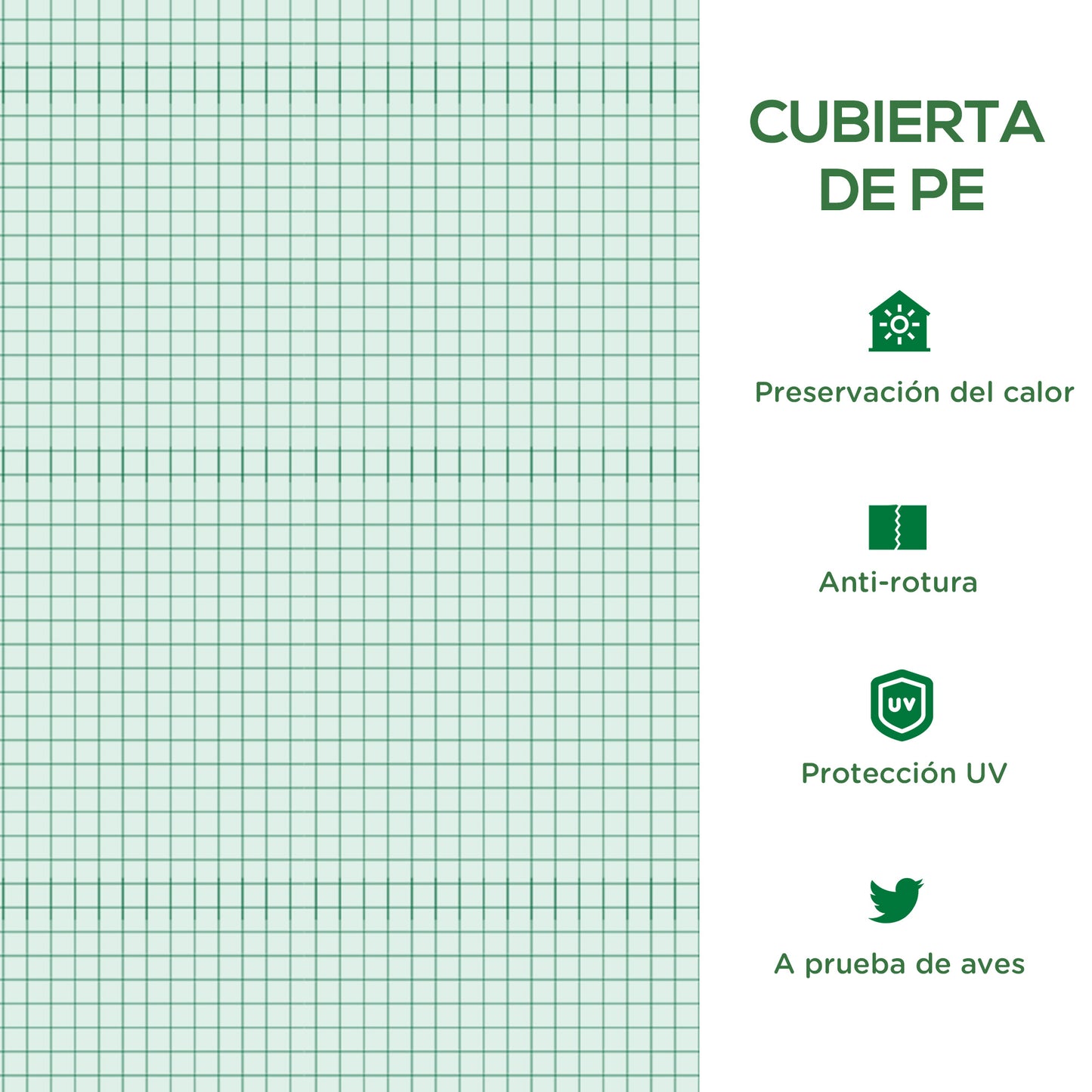 Outsunny Cobertura de Estufa tipo Túnel 247x200x200cm Cobertura de Substituição para Estufa de Polietileno com 4 Janelas e Porta Enrolável Proteção de Plantas para Jardim Verde