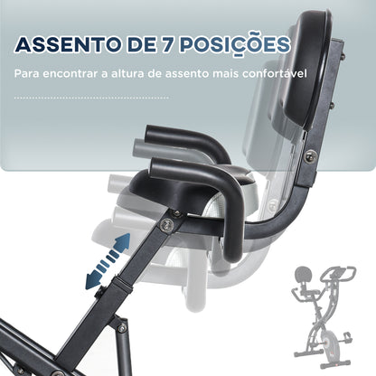 HOMCOM Bicicleta Estática Dobrável com Volante de Inércia de 1,5kg Sensor de Pulso Tela LCD Resistência Ajustável em 8 Níveis e Assento Regulável 107x53x107cm Preto