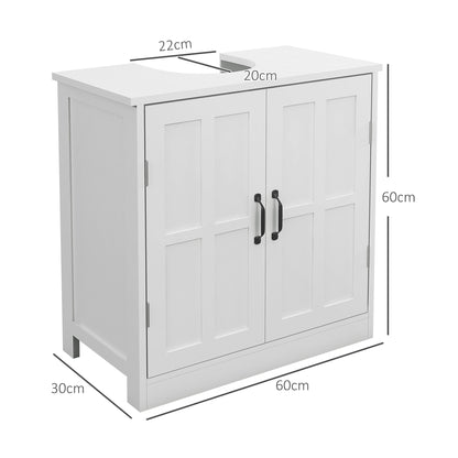 kleankin Móvel para Lavatório Pousar Armário para Casa de Banho com 2 Portas e Prateleira Interior Ajustável Capacidade 20 kg 60x30x60 cm Branco