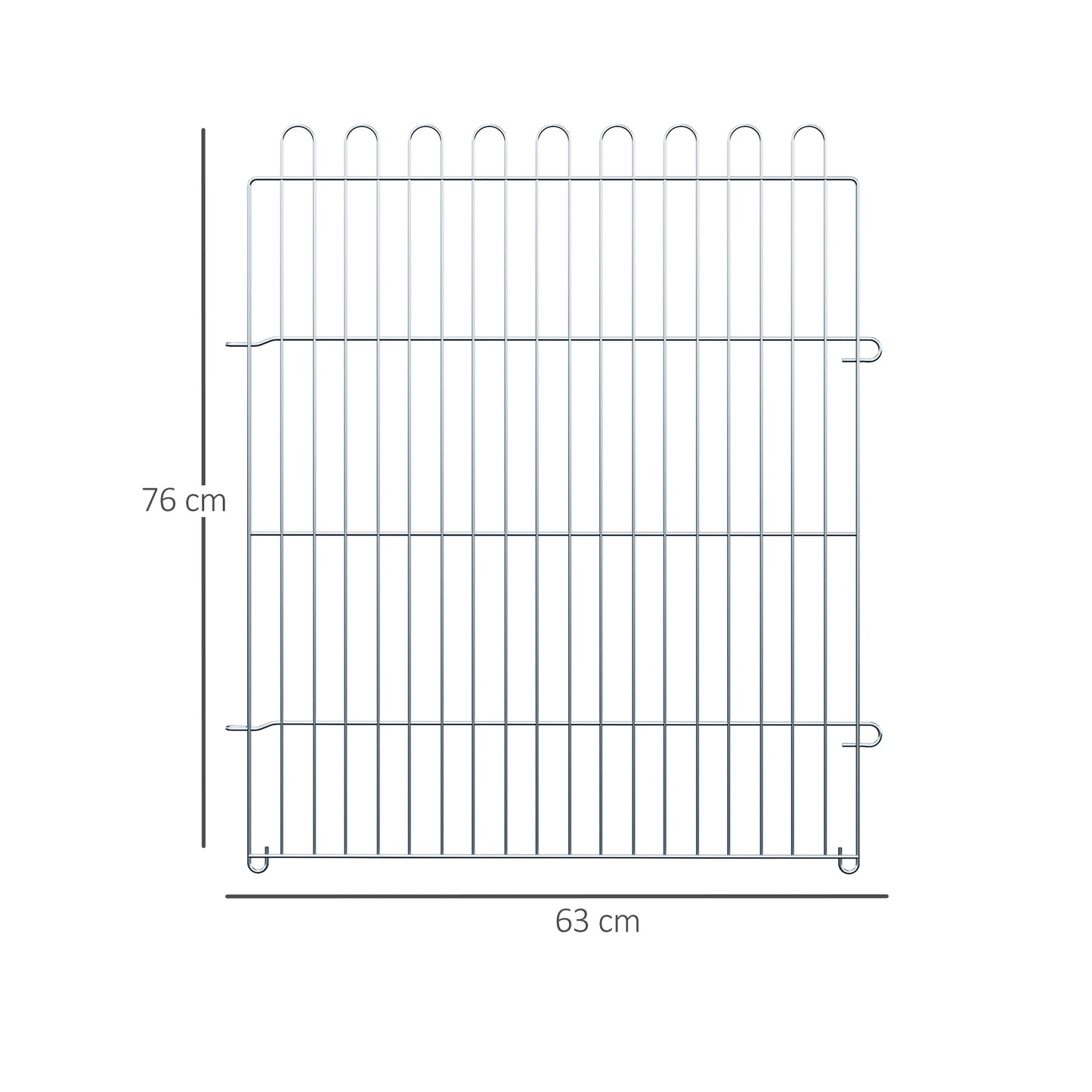 PawHut Parque para Animais de Estimação com 8 Paineis 63x76cm Cerca para Animais de Estimação com Porta com Trava para Jardim Pátio Exterior Prata