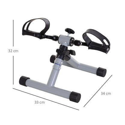 Mini bicicleta ergométrica dobrável com pedal de exercício com resistência ajustável para treinamento de pernas e braços 33x34x32 cm prata