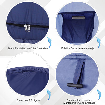 Outsunny Tenda de Duche para Campismo Dobrável Pop UP Tenda de Privacidade com proteção UV e Tecido Impermeável 100x100x185cm Azul Escuro