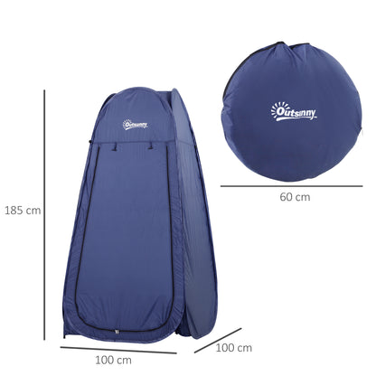 Outsunny Tenda de Duche para Campismo Dobrável Pop UP Tenda de Privacidade com proteção UV e Tecido Impermeável 100x100x185cm Azul Escuro