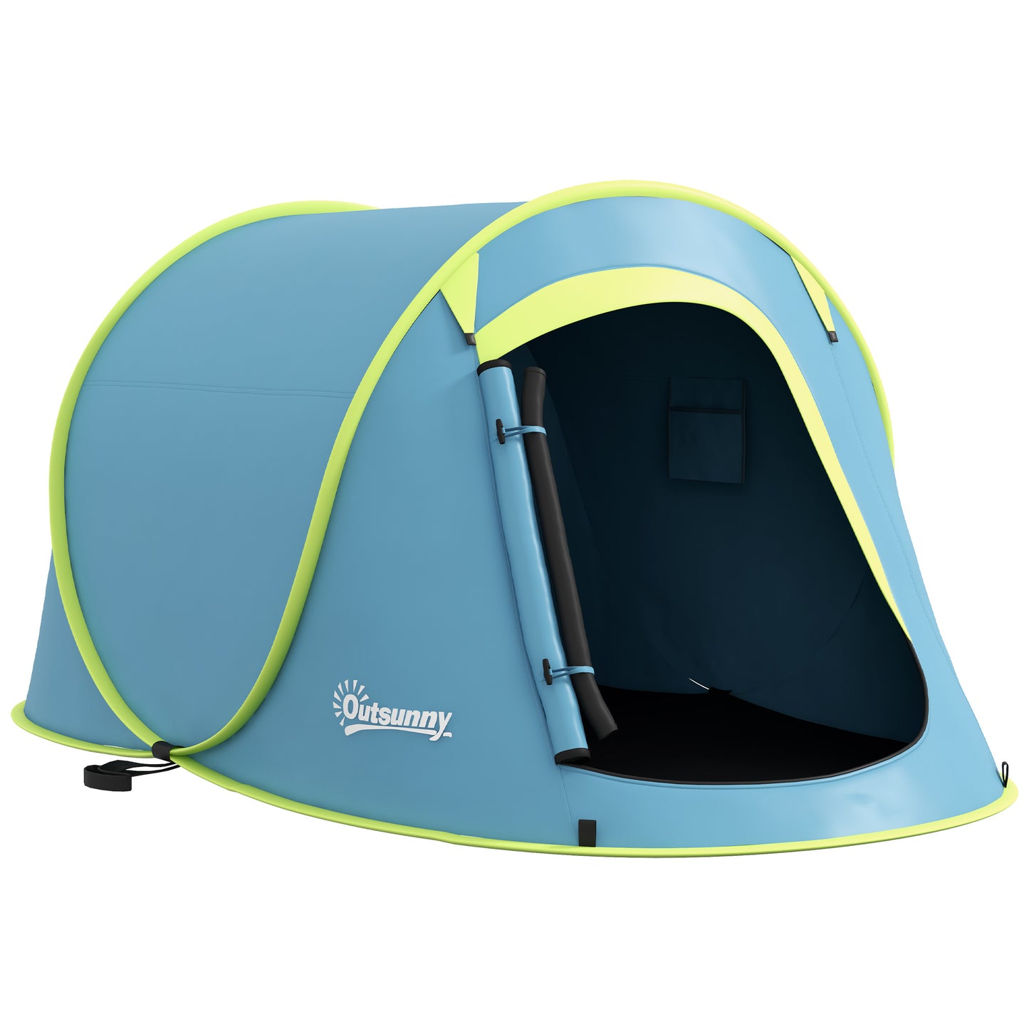 Outsunny Tenda de Campismo para 2-3 Pessoas Tenda de Campismo Impermeável de 2000 mm com Bolsa de Transporte para Campismo Pesca Trekking 245x148x105 cm Azul