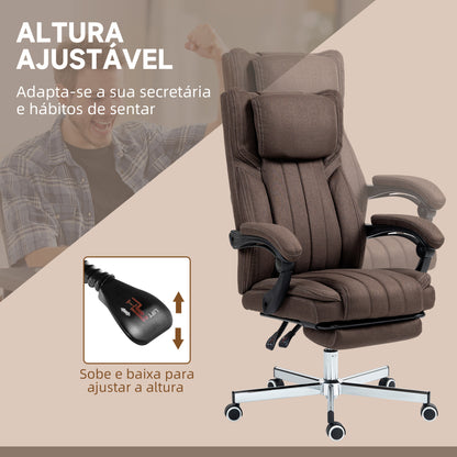 Vinsetto Cadeira de Escritório com 6 Pontos de Massagem por Vibração Cadeira de Escritório Reclinável com Altura Ajustável Controlo Remoto Encosto Alto e Apoio para a Cabeça 65x61x101-113 cm Marrom