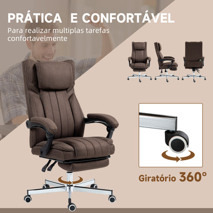 Vinsetto Cadeira de Escritório com 6 Pontos de Massagem por Vibração Cadeira de Escritório Reclinável com Altura Ajustável Controlo Remoto Encosto Alto e Apoio para a Cabeça 65x61x101-113 cm Marrom