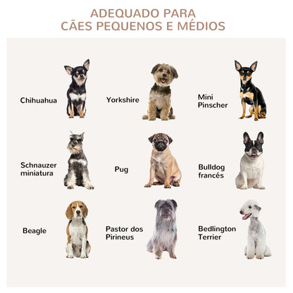 PawHut Gaiola para Cães de Madeira Mesa Auxiliar com Bancada de Armazenamento 2 Portas com Fechadura e Grades de Aço Gaiola para Cães de Interior 85x55x75cm Cinza