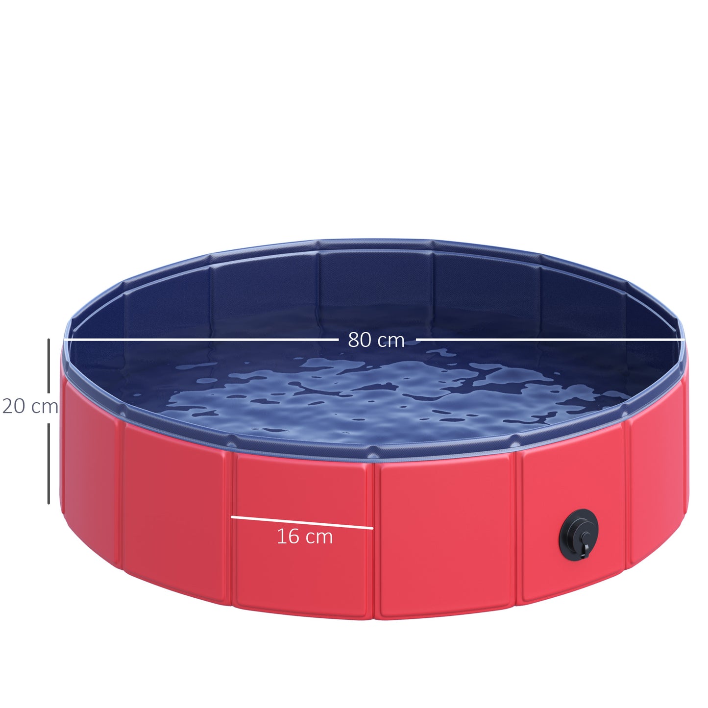 PawHut Piscina Dobrável para Cães Gatos Banheira Portátil para Animais de Estimação PVC Antiderrapante Ø80x20 cm Vermelho