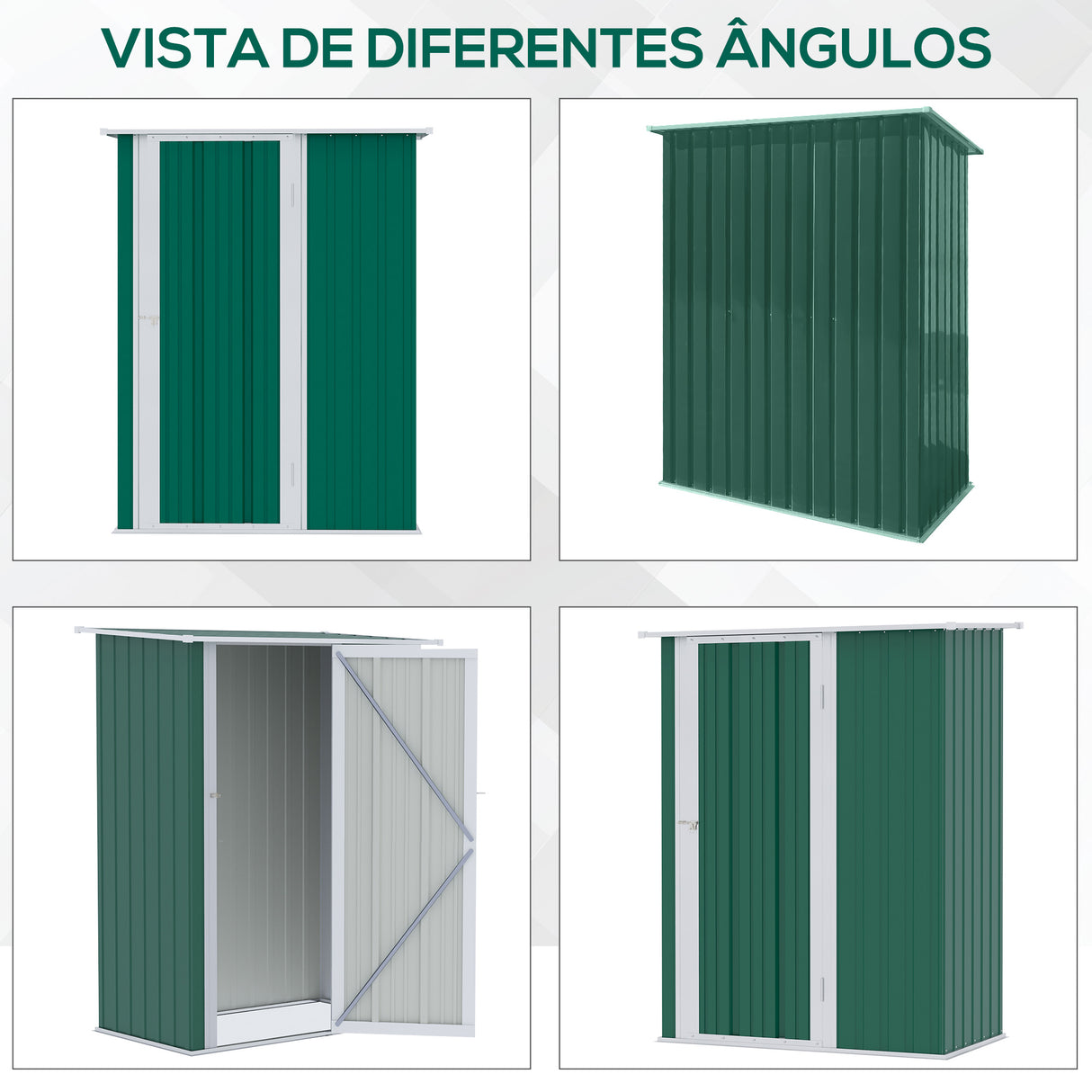 Outsunny Abrigo de Jardim 142x84x189cm Abrigo de Jardim de Aço Galvanizado com Porta Fechadura e Orifícios de Drenagem para Armazenamento de Ferramentas Verde