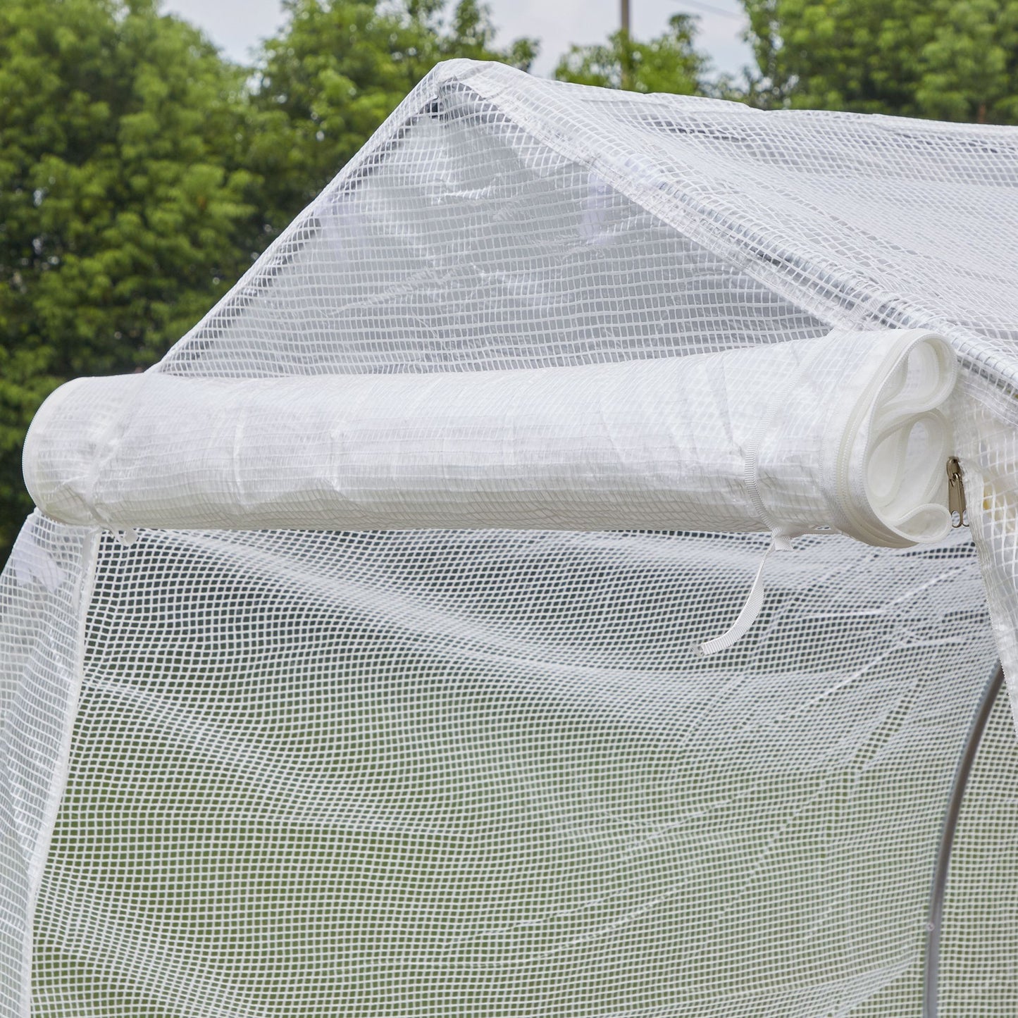 Outsunny Estufa Tipo Túnel 400x200x200cm Estufa de Jardim com 6 Janelas Transpiráveis e Portas Enrolável com Zíper para Cultivo de Plantas e Verduras Branco