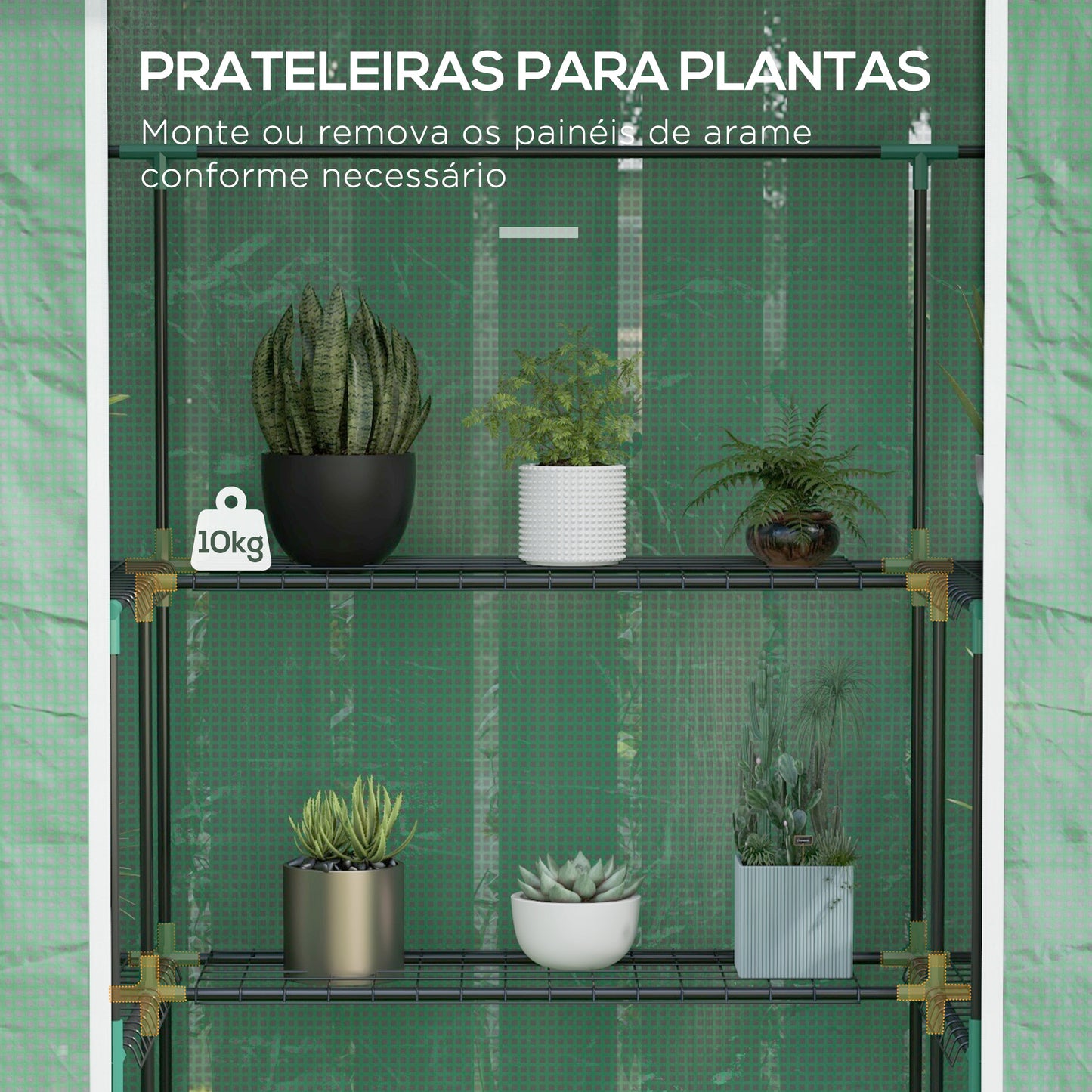 Outsunny Estufa de Jardim Estufa com 1 Porta 2 Janelas e Prateleiras de 2 Níveis em Forma de U para Cultivo de Plantas em Varanda Pátio 140x73x190 cm Verde