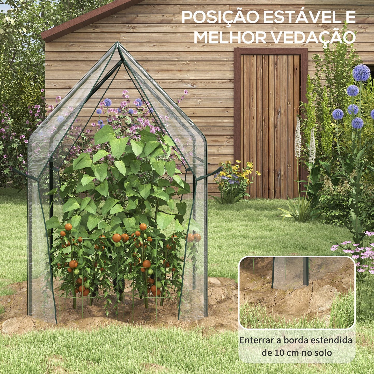 Outsunny Estufa de Jardim Estufa de Varanda com 2 Portas com Fecho de Correr Anti UV para Cultivo de Plantas Flores Verduras 90x90x145 cm Transparente