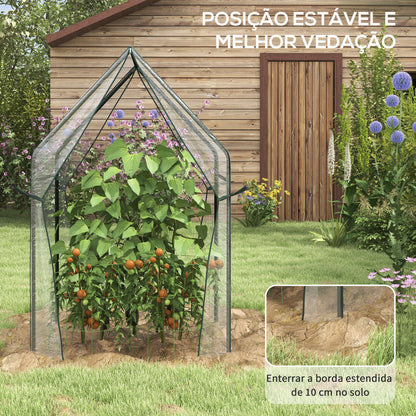 Outsunny Estufa de Jardim Estufa de Varanda com 2 Portas com Fecho de Correr Anti UV para Cultivo de Plantas Flores Verduras 90x90x145 cm Transparente