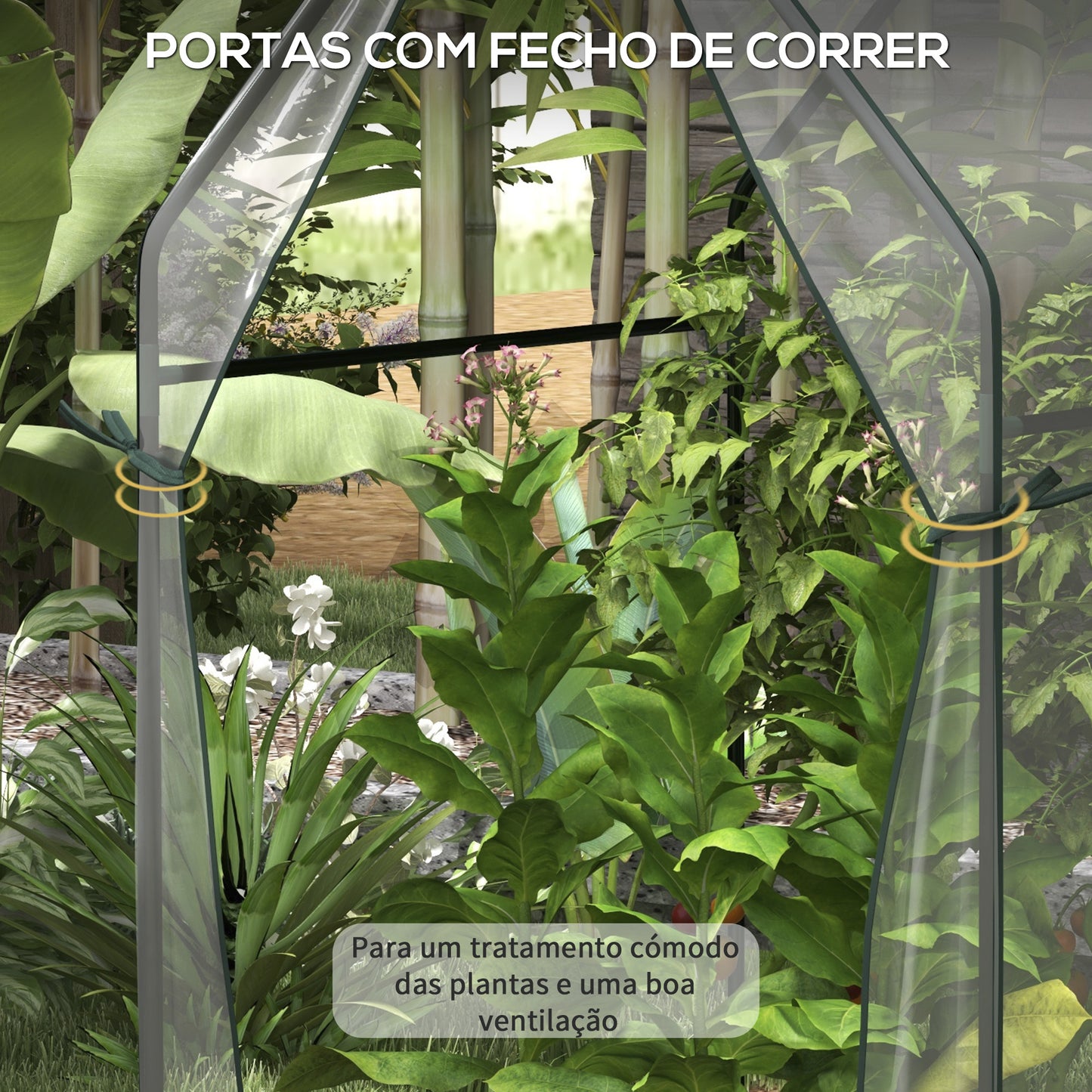 Outsunny Estufa de Jardim Estufa de Varanda com 2 Portas com Fecho de Correr Anti UV para Cultivo de Plantas Flores Verduras 90x90x145 cm Transparente