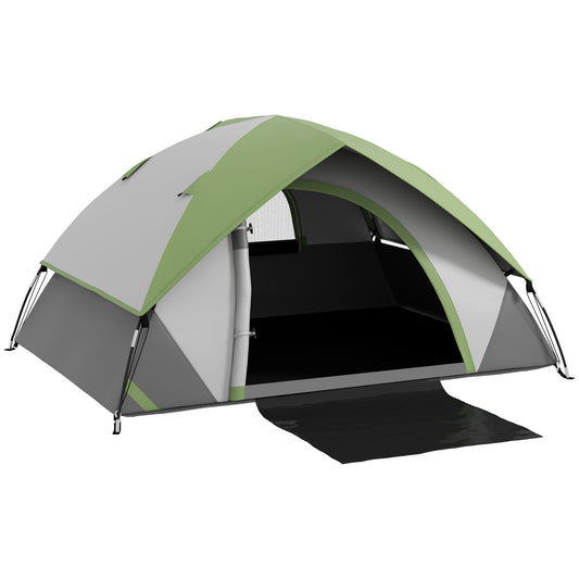 Outsunny Tenda de Campismo para 4-5 Pessoas Tenda de Campismo Dobrável com Janela e Bolsa de Transporte Impermeável 3000 mm 270x210x150 cm Verde