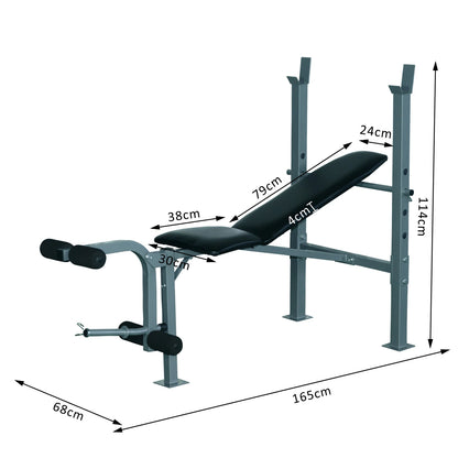 Banco de Musculação máquina de fitness com encosto ajustável 165x68x114cm Preto