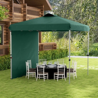 Outsunny Tenda Dobrável 2,5x2,5 m Altura Ajustável Tenda de Jardim com 1 Parede Lateral Teto com Ventilação e Bolsa de Transporte para Acampamento Festas Verde