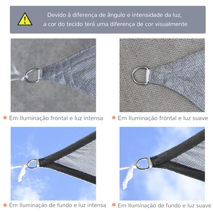 Outsunny Vela de Sombra Retangular 4x3 m Toldo Vela com Proteção UV Bolsa de Transporte Anéis de Aço Inoxidável e Cordas para Jardim Pátio Cinza