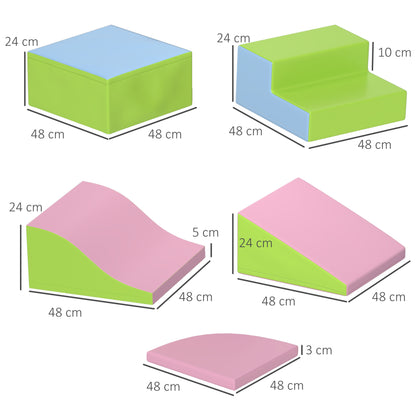 HOMCOM Conjunto de 6 Blocos de Espuma para Crianças de 18-36 Meses Brinquedo Educativo de Construção Infantil para Escalar 150x100x24 cm Multicor