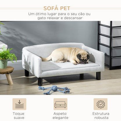 PawHut Sofá para Cães Médios Cama Elevada para Cães com Pernas de Madeira Cama para Animais de Estimação Capacidade 20 kg 82x54x36 cm Cinzento