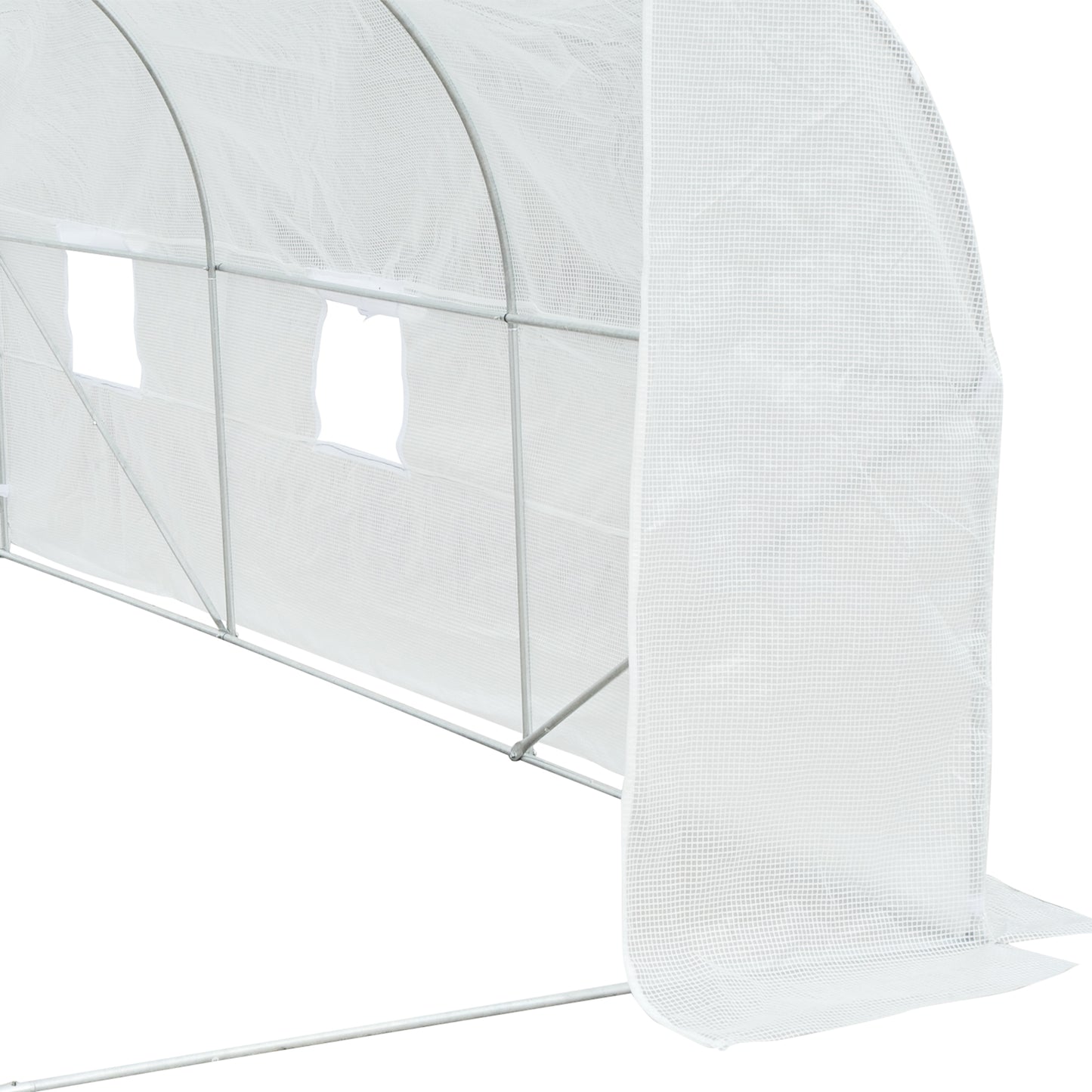 Outsunny Conjunto de Estufa Tipo Túnel e Cobertura de Substituição com Porta e 6 Janelas Enroláveis Anti-UV para Cultivos Plantas Flores 3,5x3x2 m Branco