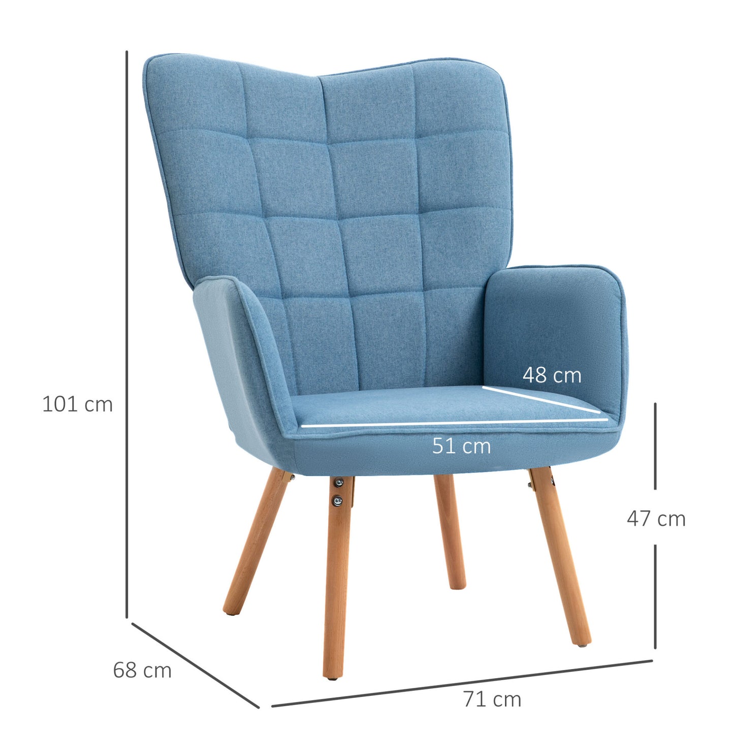 Poltrona WingBack Tufo - Azul - Design Nórdico - Leva-Me Contigo - Móveis & Decoração