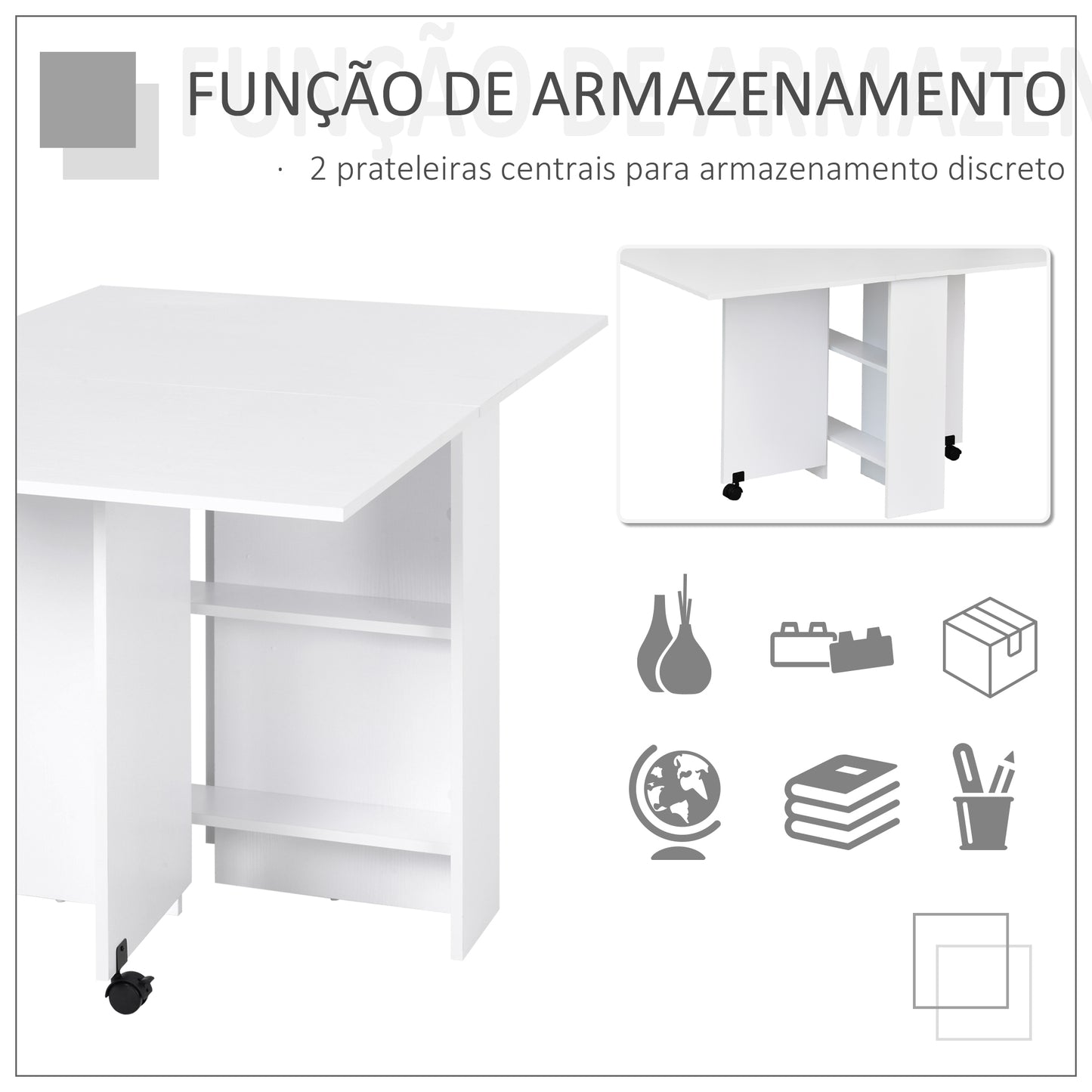 Mesa Dobrável Atman - Branco - Design Nórdico - Leva-Me Contigo - Móveis & Decoração