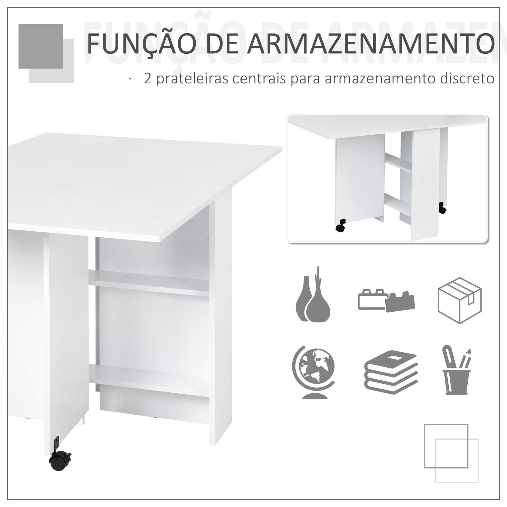 Mesa Dobrável Atman - Branco - Design Nórdico - Leva-Me Contigo - Móveis & Decoração