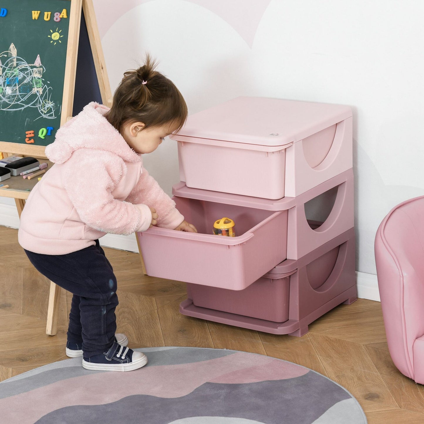 Organizador de Brinquedos Luna - Rosa - Design Moderno - Leva-Me Contigo - Móveis & Decoração
