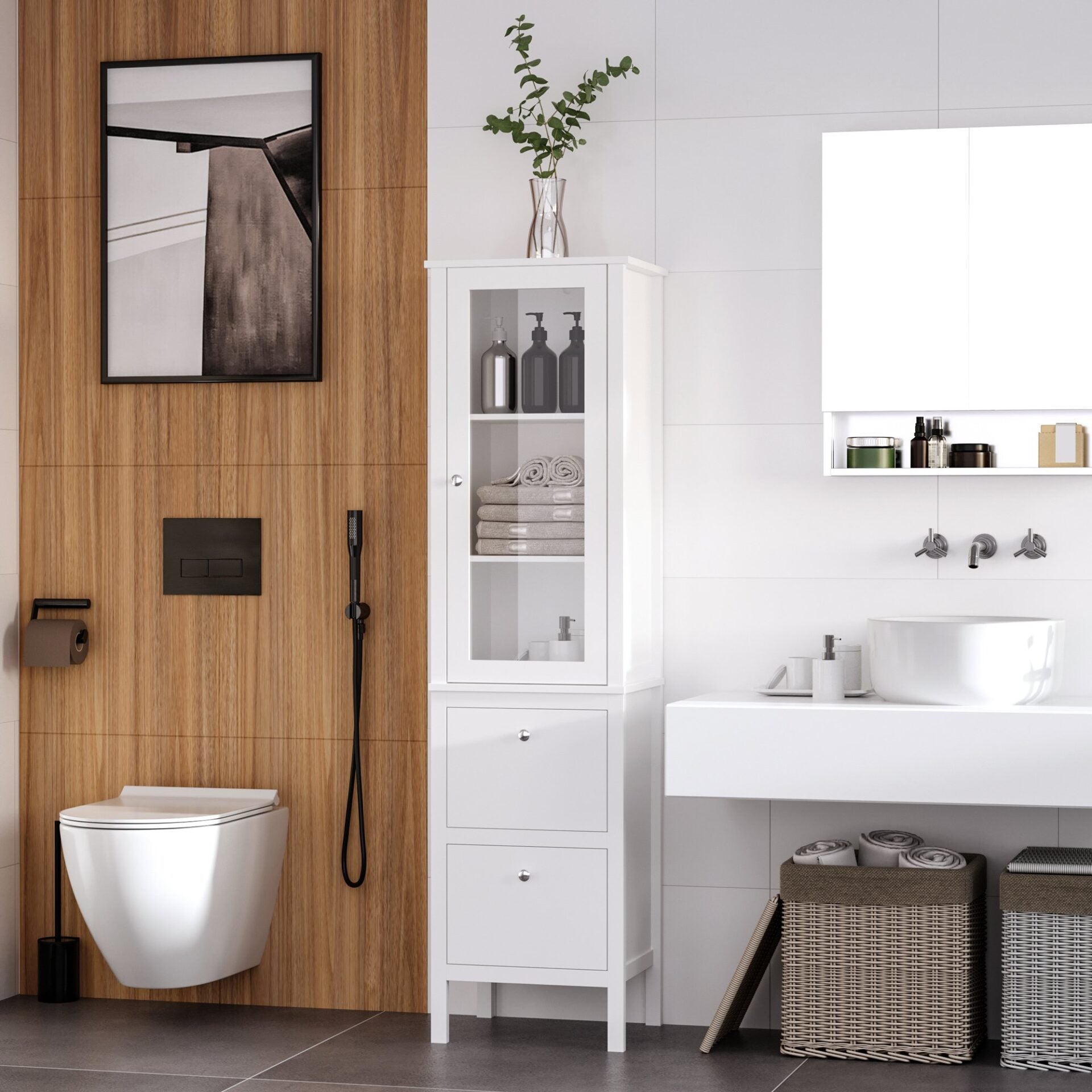 Uma casa de banho moderna em madeira escura - IKEA