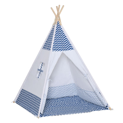 Tenda Tipi Infantil - Azul e Branco - Design Natura